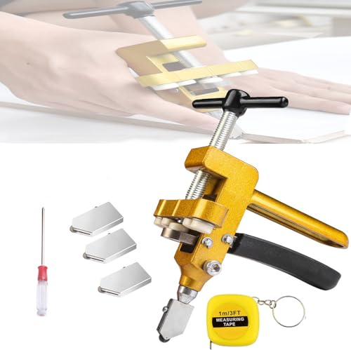 Kit de Herramientas de Corte de Vidrio, 3 En 1 Herramienta Cortador De Vidrio,Herramienta de Corte de Vidrio,Cortador de Diamante Profesional,para Aplicar a Vidrio, Diamantes y Porcelana