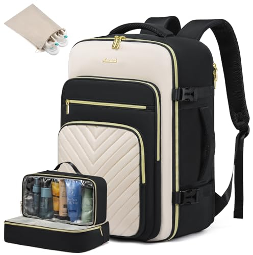 LOVEVOOK Reiserucksack Damen, 40L Groß Handgepäck Rucksack Flugzeug, Wasserdicht Laptop Rucksack Damen 17 Zoll mit Laptopfach, Travel Backpack Reisetasche Weekender Bag für Reise Business Camping