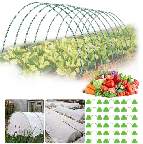 MQFORU 60 Stück Gewächshausreifen Fiberglas,10-Sätze von 8.5 FT Langen Garten Reifen, rostfreie Fiberglas Gewächshaus Reifen wachsen Tunnel für Garten Netting, DIY Pflanze Unterstützung Garten Pfähle