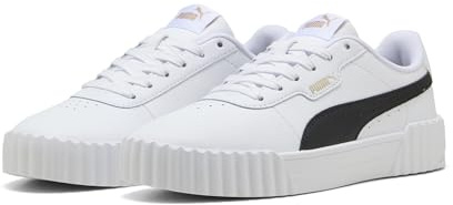 PUMA Damen Carina 3.0 Sneaker, White Black Gold, 40 EU