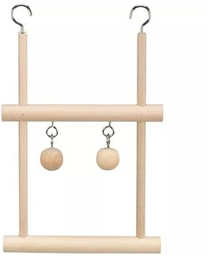 Traditional Budgie Swing Wooden Two Perches With Metal Hooks & Balls 12cm x 20cm