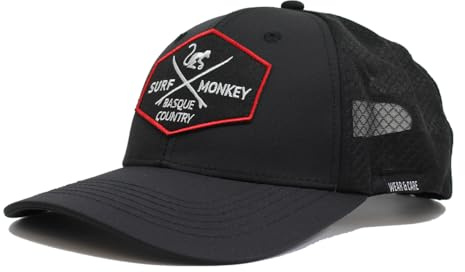 Surf Monkey Gorra Deportiva Talla Única - Banda para el Sudor (FR/ES, Letras, Talla única, Negro)