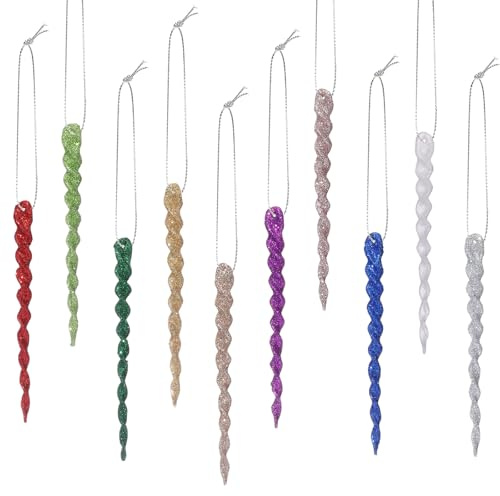 Boao 30 piezas de carámbanos de plástico trenzado de plástico para Navidad, decoración de árbol de Navidad y vacaciones, fiesta de Navidad, boda, colgante (5.12 pulgadas, multicolor)