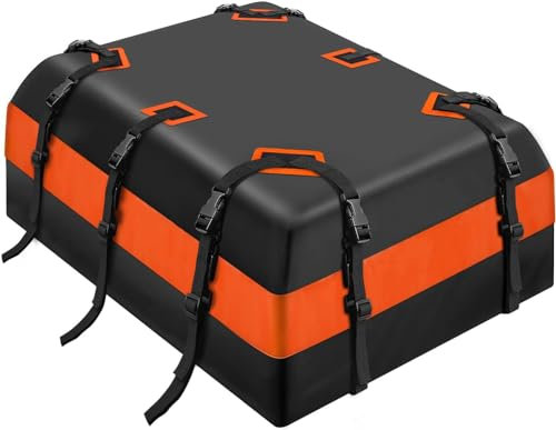 Pangutiandi Car Rooftop Cargo Carrier Roof Bag Waterproof for All Top of Vehicle with/Without Rack Includes Topper Anti-Slip Mat, Reinforced Straps, 6 Door Hook and Luggage Lock(21 Cubic Feet)
