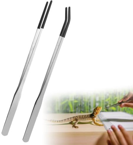 Aquarium Futterpinzette Set Aquarium Pinzette mit Gummispitze Futterzange für Reptilien Pinzette Edelstahl Fütterungszange Reptilien Gerade Pinzette und Gebogene Pinzette Pflanzenpinzette für Aquarium