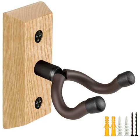 Gitarrväggfäste, askträ gitarrhängare, U-formad gitarr vägghängare Mount, gitarrhållare krok stativ väggmontering gitarrtillbehör för akustik, elgitarr, banjo, bas, ukulele