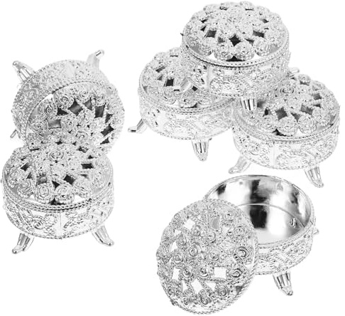 HEALSOPTHY 6 St Vintage Sockerburkar i Präglad Hållbara Bröllopsgåvor Förvaringslådor för för Shower Födelsedag Festligheter Silverfärgade Europeiska Design
