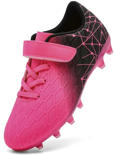 DimaiGlobal Kinder Fußballschuhe mit Stollen Jungen Mädchen Hallen Fußballschuhe Kunstrasen Kickschuhe Futsal Schuhe Fussballschuhe Stollenschuhe Professionelle Trainingsschuhe 31EU Rosa