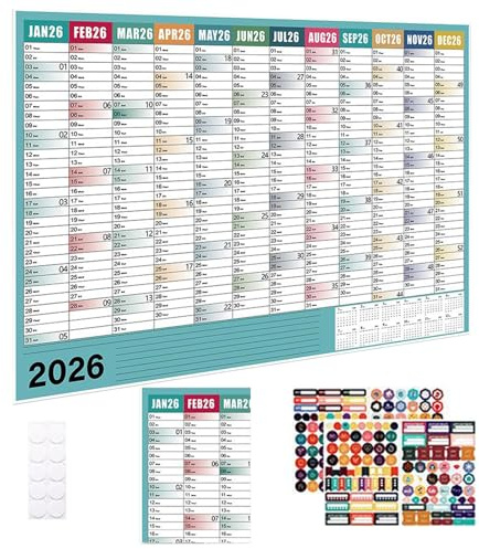 Calendrier Mural 2026 Grand Format - Calendrier Mural 2026 Grand Format - Agenda Scolaire de 12 Mois pour Organisateur Étudiant Professeur Maison Dortoir Appartement Noël