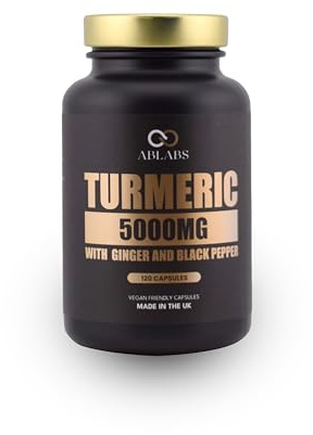 Ablabs Turmeric Complex 5000mg with Ginger and Black Pepper 120 Capsules High Strength Vegan Capsules Made in UK