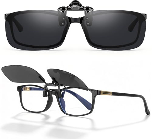 Ymmott Clip Lunettes de Soleil Polarisées - Clip Solaire Ultra Léger Surlunettes de Soleil pour Homme Femme Protection UV400 (Noir)