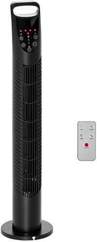 HOMCOM Ventilateur colonne silencieux 40 W, ventilateur tour pour chambre avec 3 modes 3 vitesses, télécommande, oscillant 70°, minuterie et contrôle tactile, 78,5H cm noir