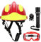 JULYKAI Protezione per Cappello, elmetto di Salvataggio, elmetto antincendio, Protezione antincendio, elmetto con fari e Occhiali, Cappelli da Costruzione