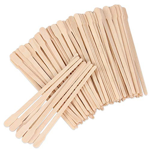 JANYUN 200 Pcs Bâtonnets de Cire pour Sourcils, Applicateurs en Bois pour Épilation du Visage, Jambes, Petits Spatules pour Artisanat (Avec Poignée)