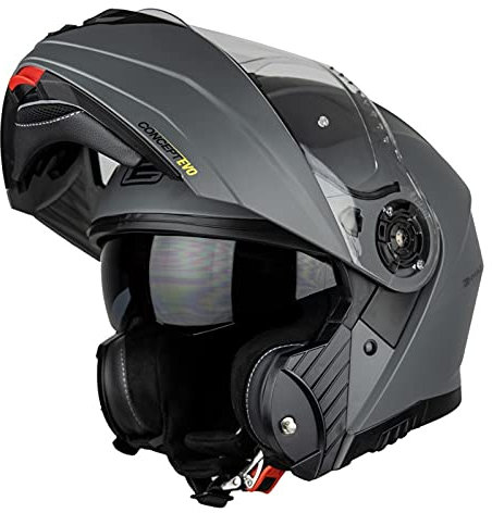 G-Mac Concept Evo Flip Front Motorcycle Helmet (Satin Gunmetal, L)