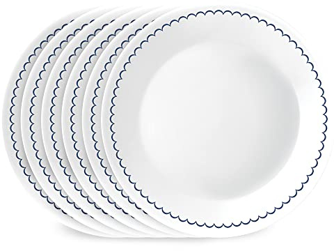 Corelle 6-Piece 8.5 Lunch Round Plates, Vitrelle Triple Layer Glass, Lightweight Round Plates, Salad Plates, Chip and Scratch Resistant, Microwave and Dishwasher Safe, Caspian