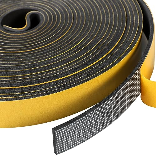 Inwee Guarnizione Finestra Adesiva, 25 mm x 3 mm Nastro Autoadesivo in Schiuma, Guarnizione a Celle Chiuse ad Alta Densità, Insonorizzante Resistente alle Intemperie，Totale 10M Nero