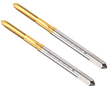 CoCud Espiral Punto Machos, Métrico M2.5 x 0.45 Rosca, Titanio Revestido Alta Velocidad Acero 6542 Tornillo Fresado Roscado Machaca para Roscado Perforación Máquina, 2uds