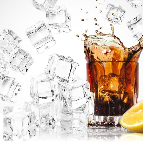 • FEIQIAO - 120 cubetti di ghiaccio finti in plastica da 1,8 cm, quadrati, per fotografie, decorazione della casa, riempitivi per vasi, decorazioni per matrimoni