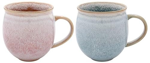 Lesser & Pavey Reactive Glaze Mugs Set of 2 | Ceramic Coffee Mugs Set for Home or Work | Designed by Elements | Lovely Mugs for Tea, Coffee & Hot Drinks