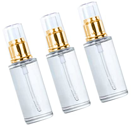 Beatifufu 3pièces Flacon Pompe Vide Lot pour Huiles Essentielles Cosmétiques Portable Doré Et Blanc