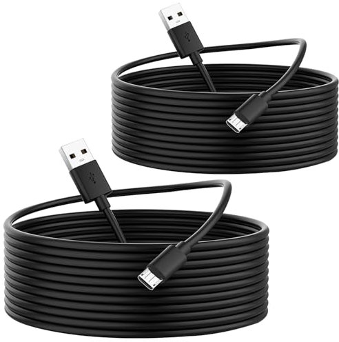 ANLINK 2 Pack 5M Power Extension Cable for Wyze Cam,YI Camera, Nest Cam, Blink, Netvue, Kasa Cam,USB to Micro USB Extension Charging and Data Sync Cord for Home Security Camera and More(Black)
