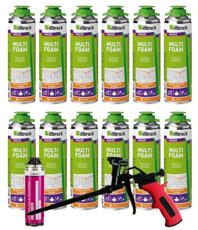 FM220 Mousse de construction, mousse de montage, mousse pour pistolet, mousse multi-usage, mousse pour fenêtres, haute isolation acoustique, isolation thermique, 500ml, kits combinés (avec nettoyant