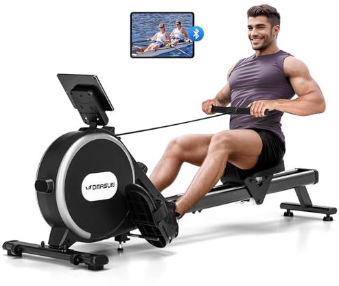 DMASUN Rudergerät für Zuhause, Magnetisches Rudergerät mit Upgrade Doppel-Slide-Rails, APP-Verbindung, 16 Widerstandsstufen, LCD-Datenanzeige, ideal für Cardio-Training, Belastbar bis 160kg