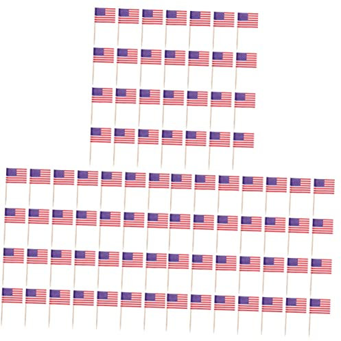 Amosfun 600 Stk Zahnstocher-Kucheneinsatz Käseetiketten Cupcake-Topper für Partys Minifahnen auf Stöcken vielzweckleiter hichzeitstortendeko Cupcake-Versorgung Zahnstocher-Flaggen hölzern
