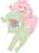 SOIBEEN Girls Pyjama Set Long Sleeve T-Shirt & Pants Loungewear Unicorn Pink Striped Green Striped PJs for Kids Sleepwear Pyjama Nightwear 3-4 Years