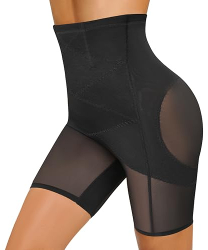 Tuopuda Faja Reductora Mujer Pantalones Cortos Moldeadores Adelgazante Cintura Alta Control Barriga Invisible Faja Postparto(Negro,L)
