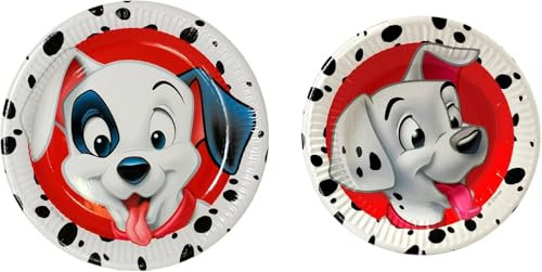 Disney Set (6+6) Dalmatian 101 Charge Paper Plates (6 x 20 cm + 6 x 23 cm) for Birthday Party