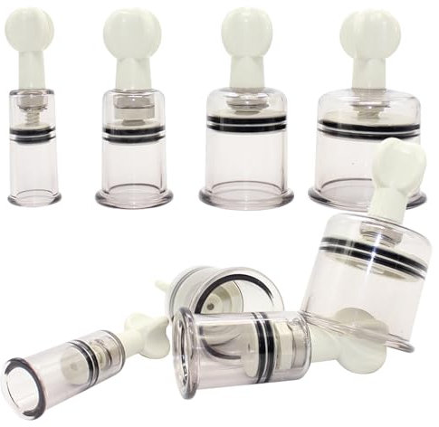 Nippelsauger für frauen weiß 8 Stk – Extrem Brustwarzen Erregung, BDSM Nipple Sucker Pump, Brustwarzensauger für SM-Spiele, Fetisch & Luststeigerung, Nippel Pumpe für Damen, Paare, Erotik-Set