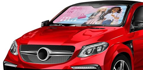 PARASOLE PER AUTO DI MISURA 130X70CM BARBIE CON PROTEZIONE RAGGI UV OLTRE IL 97%