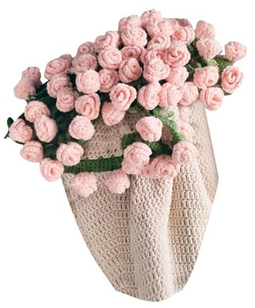 Ramo de flores, manta de flores, manta de flores, juego de material de manta, juego de manta de flores, 40 x 40 cm, ramo de rosas rosas, perfecto para sofá (los productos sin terminar deben tejerse