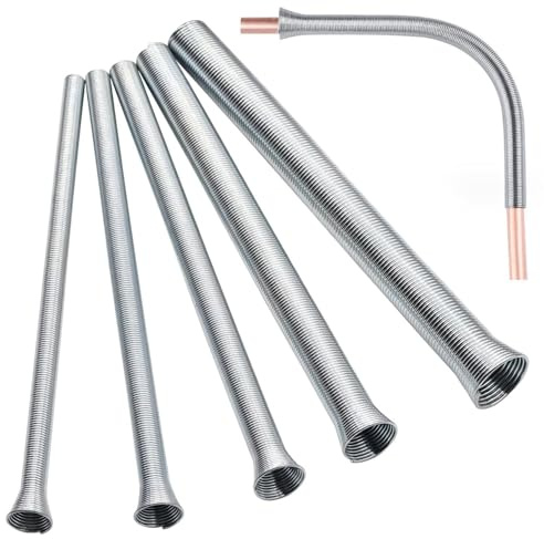 VOBOR Piegatubi a Molla per Tubi, 5 Pezzi 21cm 1/4, 5/16, 3/8, 1/2 e 5/8, per Tubi in Alluminio di Rame Curvi e Acciaio a Parete Sottile