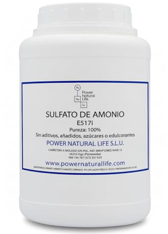 Sulfato de Amonio 1 kg Power natural life | Grado Alimentario E517i | Fertilizante Mineral Nitrogenado con Acción Adificante | Abono Esencial