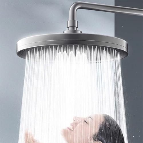 MonoSora Cabezal de ducha tipo lluvia de 230 mm con 6 modos ajustables, alta presión y ahorro de agua, giratorio de 360° para baño, color gris