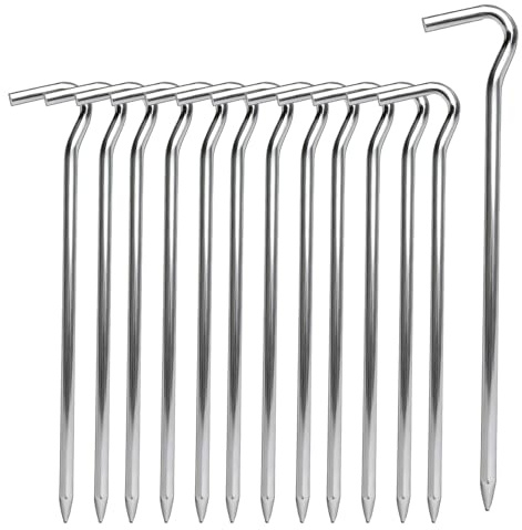 15 estacas de metal para tienda de campaña, piquetas de metal largas y robustas para suelos duros y normales, ideales para jardín, camping, pesca y tiendas de campaña