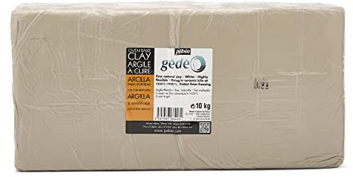 Pébéo - Gédéo Weißer Ton zum Brennen, Brot 10 KG - Tonerde Töpferei, Modellieren des menschlichen Körpers, Skulptur Ton - Weißer Ton zum Brennen im Töpferofen - 10 KG - Gebrochenes Weiß
