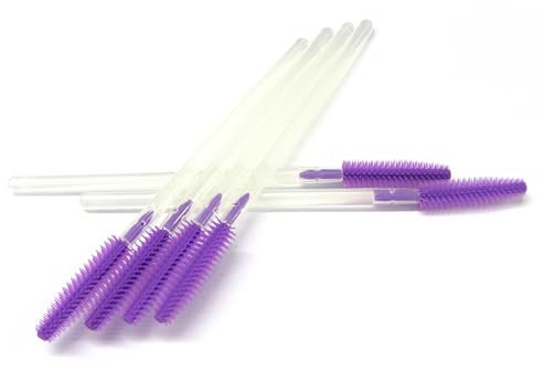 50 x Black Purple Disposable Eyelash Silicone Head Mascara Brush Wands Extension Applicator