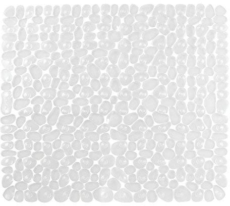 Bathsafe Anti-slip Square Pebbles Shower Mat Large Anti-Bacterial Safety Bath Mat Suction Mat for Shower or Tub,Non-slip Bathtub Mat,54x54CM,Clear