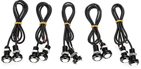 Akozon Luz Led Eagle Eye, 10 Piezas 10 W 18 Mm Bombillas De Ojo De Águila Blancas De Alta Potencia Kit De Iluminación De Motocicleta Para Coche Luz Antiniebla Luz De Circulación Diurna Luz De Señal