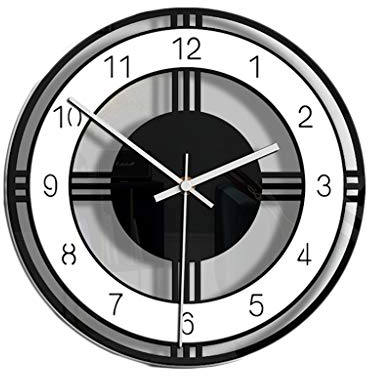 YIWOYI Horloges de jardin étanches - Horloge murale silencieuse en acrylique transparent - Pour la maison, le salon - Rétro - Cadran rond - Noir - Grande décoration extérieure (noir, 28 cm)