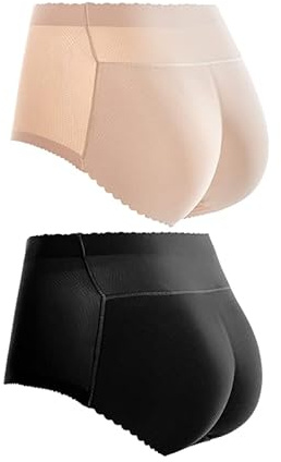 FOUTP 2 Piezas Bragas Acolchadas para moldear la Ropa Interior sin Costuras, Cintura Alta, Bragas de Control de Bodi, Braguitas (S)
