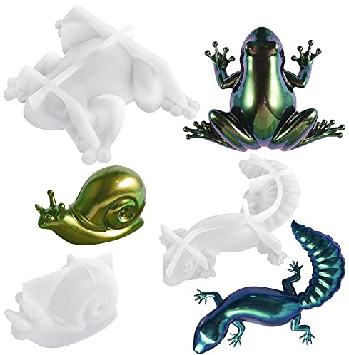 AFUNTA Lot de 3 moules en silicone en résine époxy 3D en forme d'animal pour décoration murale, bureau, armoire