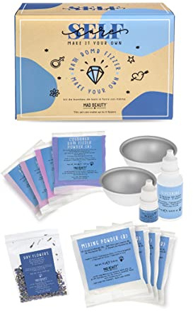 MAD BEAUTY Set di bombe da bagno fai da te personalizzate (fino a 4 bombe da bagno), kit fai da te per la cura personale, olio profumato floreale, fiori secchi, stampi riutilizzabili e istruzioni