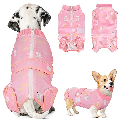 SlowTon Dog Surgery Recovery Suit, Anti-Licking Puppy Medical Onesie with Zipper, Surgical Bodysuit Abdominal Wounds Protector, Professional Cone Collar Alternative for Female and Male Dog