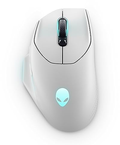 Alienware AW620M Wireless Gaming Mouse - 26,000 DPI, 140-Hour Battery Life, 7 Programmable Buttons, 16.8 million AlienFX RGB Lighting Right-Handed Design, USB-C - Lunar Light