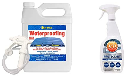 STAR BRITE Waterproofing Spray, Waterproofer + Stain Repellent + UV Protection - 64 OZ & 303 Marine Aerospace Protectant – UV Protection – Repels Dust, Dirt & Staining – Smooth Matte Finish